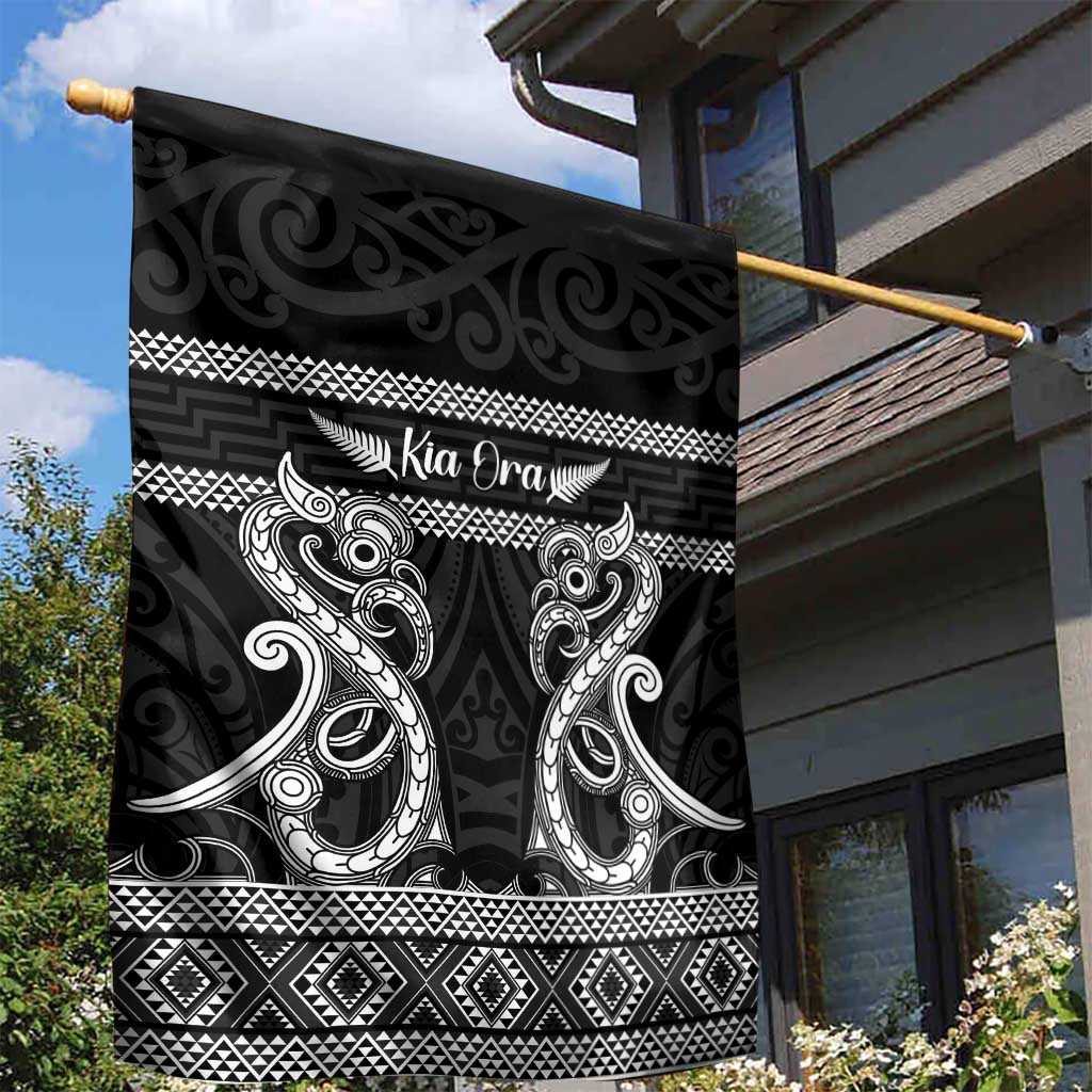 Kia Ora New Zealand Garden Flag Maori Language Week Pango Taniko Motif - Aussie Hoodie