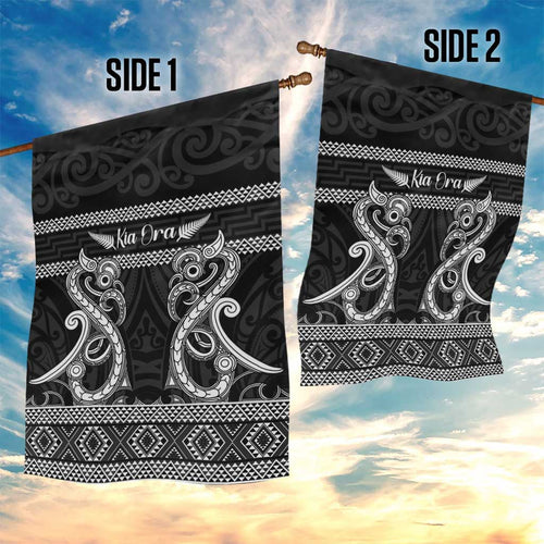 Kia Ora New Zealand Garden Flag Maori Language Week Pango Taniko Motif - Aussie Hoodie