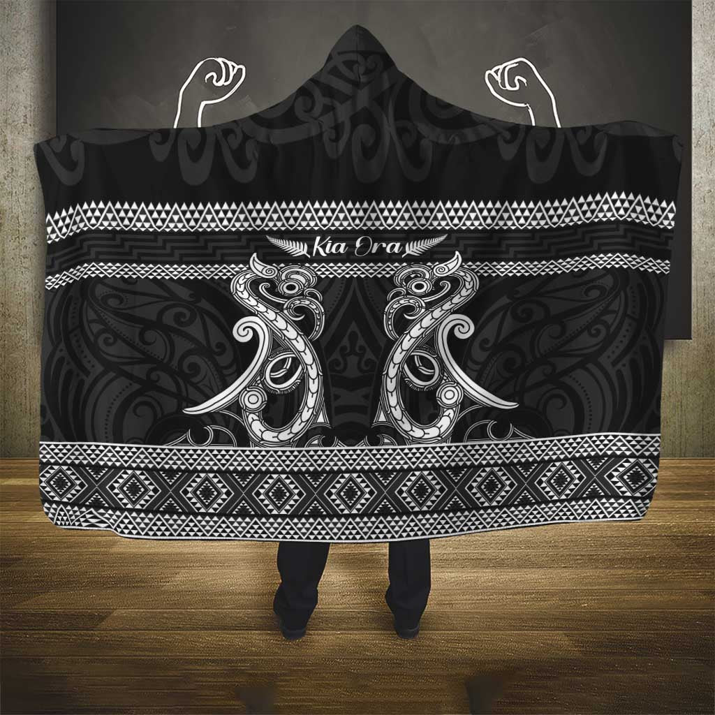Kia Ora New Zealand Hooded Blanket Maori Language Week Pango Taniko Motif - Aussie Hoodie