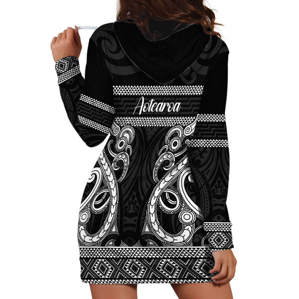 Kia Ora New Zealand Hoodie Dress Maori Language Week Pango Taniko Motif - Aussie Hoodie