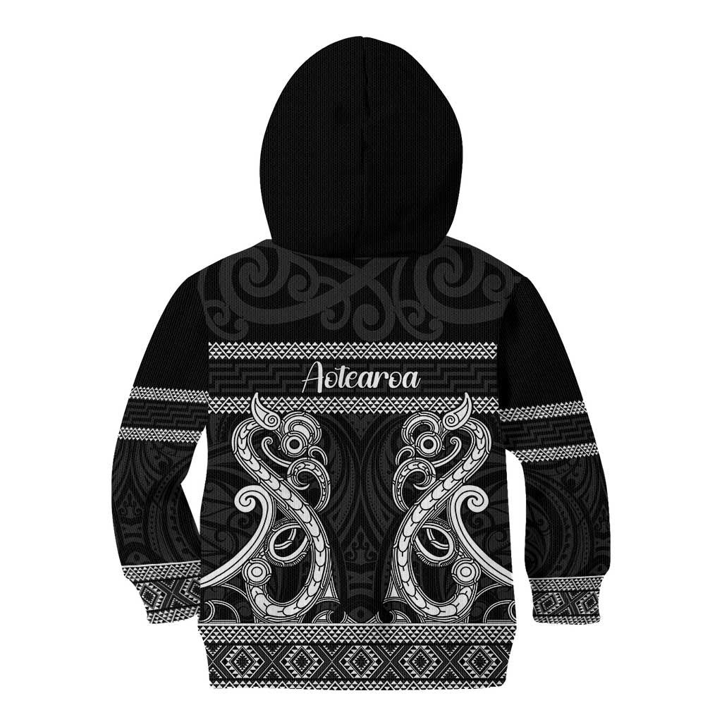 Kia Ora New Zealand Kid Hoodie Maori Language Week Pango Taniko Motif - Aussie Hoodie