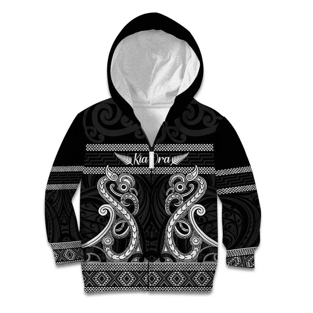 Kia Ora New Zealand Kid Hoodie Maori Language Week Pango Taniko Motif - Aussie Hoodie
