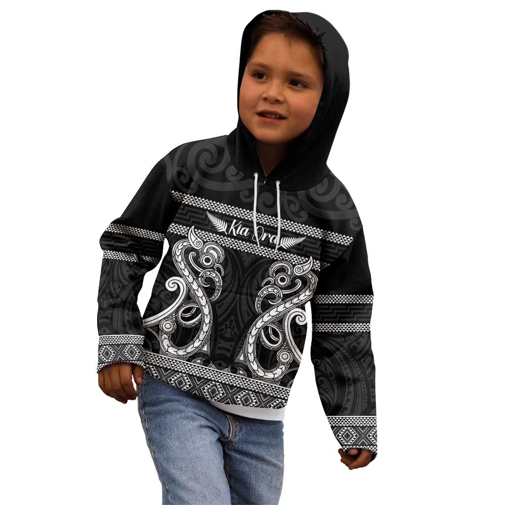 Kia Ora New Zealand Kid Hoodie Maori Language Week Pango Taniko Motif - Aussie Hoodie