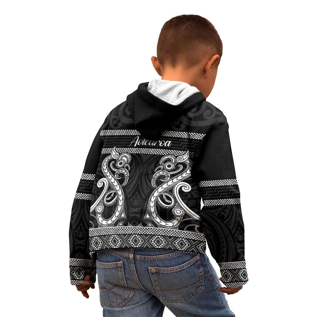 Kia Ora New Zealand Kid Hoodie Maori Language Week Pango Taniko Motif - Aussie Hoodie