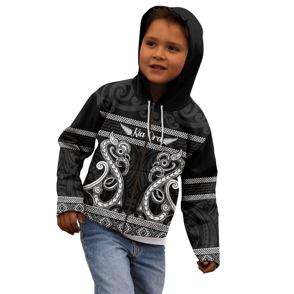 Kia Ora New Zealand Kid Hoodie Maori Language Week Pango Taniko Motif - Aussie Hoodie