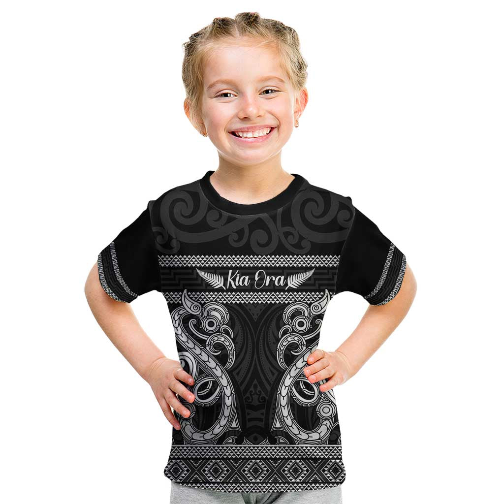 Kia Ora New Zealand Kid T Shirt Maori Language Week Pango Taniko Motif - Aussie Hoodie