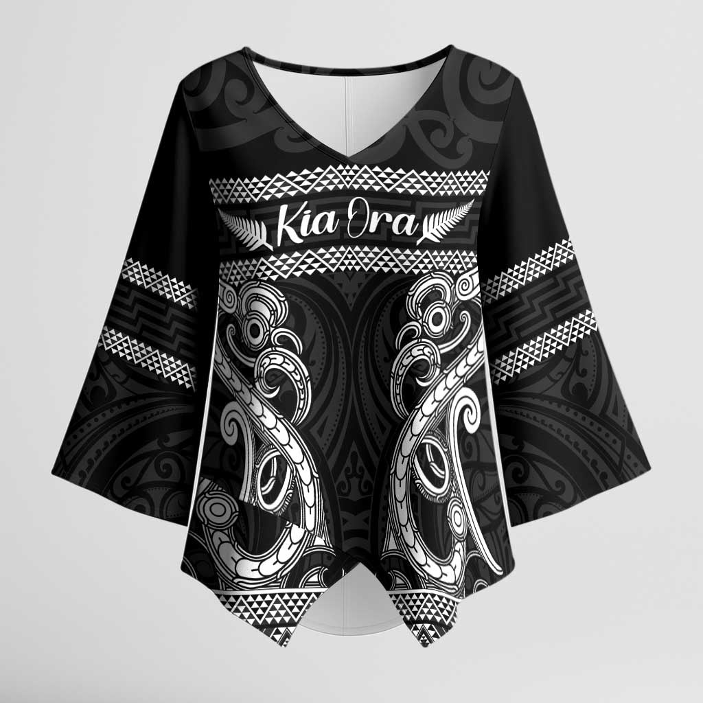 Kia Ora New Zealand Kimono Sleeve Blouse Maori Language Week Pango Taniko Motif - Aussie Hoodie