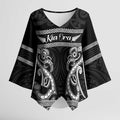 Kia Ora New Zealand Kimono Sleeve Blouse Maori Language Week Pango Taniko Motif - Aussie Hoodie