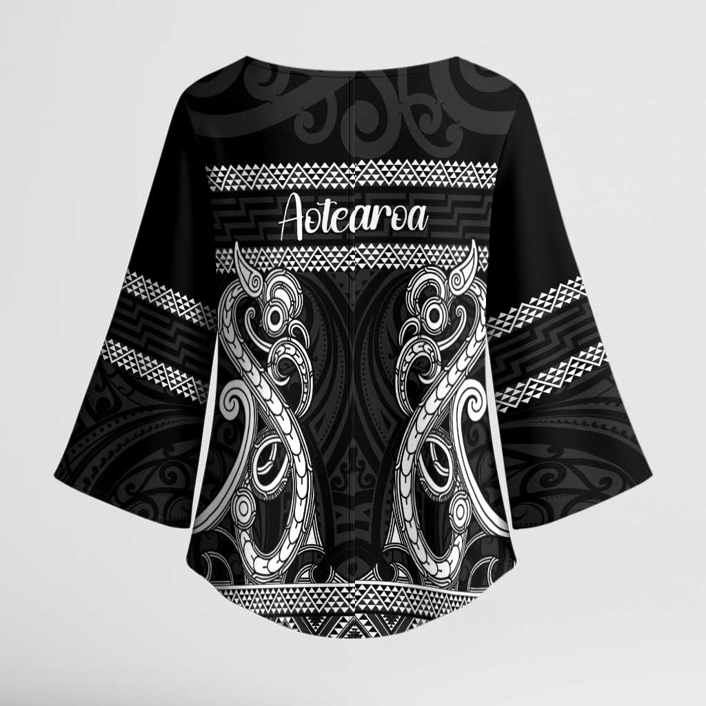 Kia Ora New Zealand Kimono Sleeve Blouse Maori Language Week Pango Taniko Motif - Aussie Hoodie