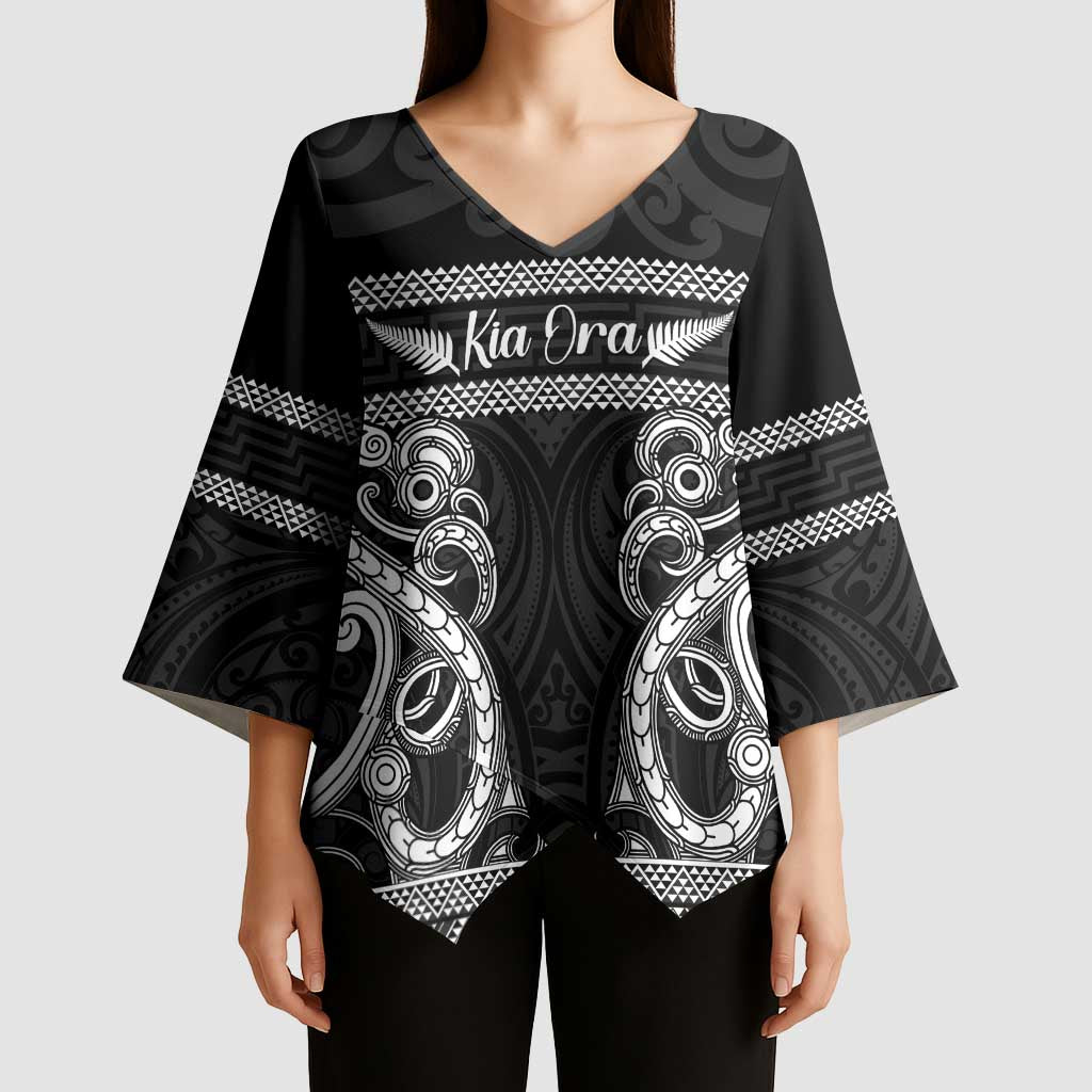 Kia Ora New Zealand Kimono Sleeve Blouse Maori Language Week Pango Taniko Motif - Aussie Hoodie