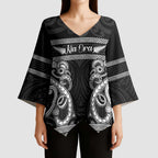 Kia Ora New Zealand Kimono Sleeve Blouse Maori Language Week Pango Taniko Motif - Aussie Hoodie