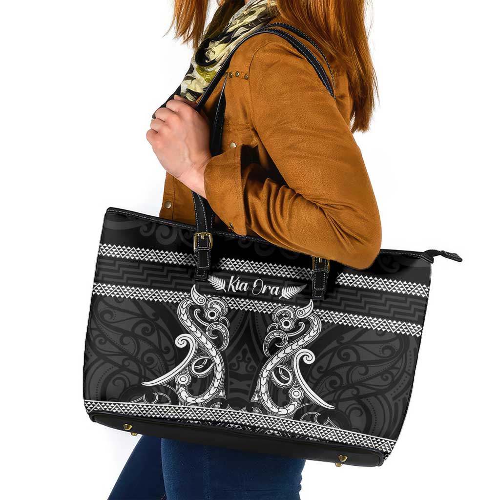 Kia Ora New Zealand Leather Tote Bag Maori Language Week Pango Taniko Motif - Aussie Hoodie