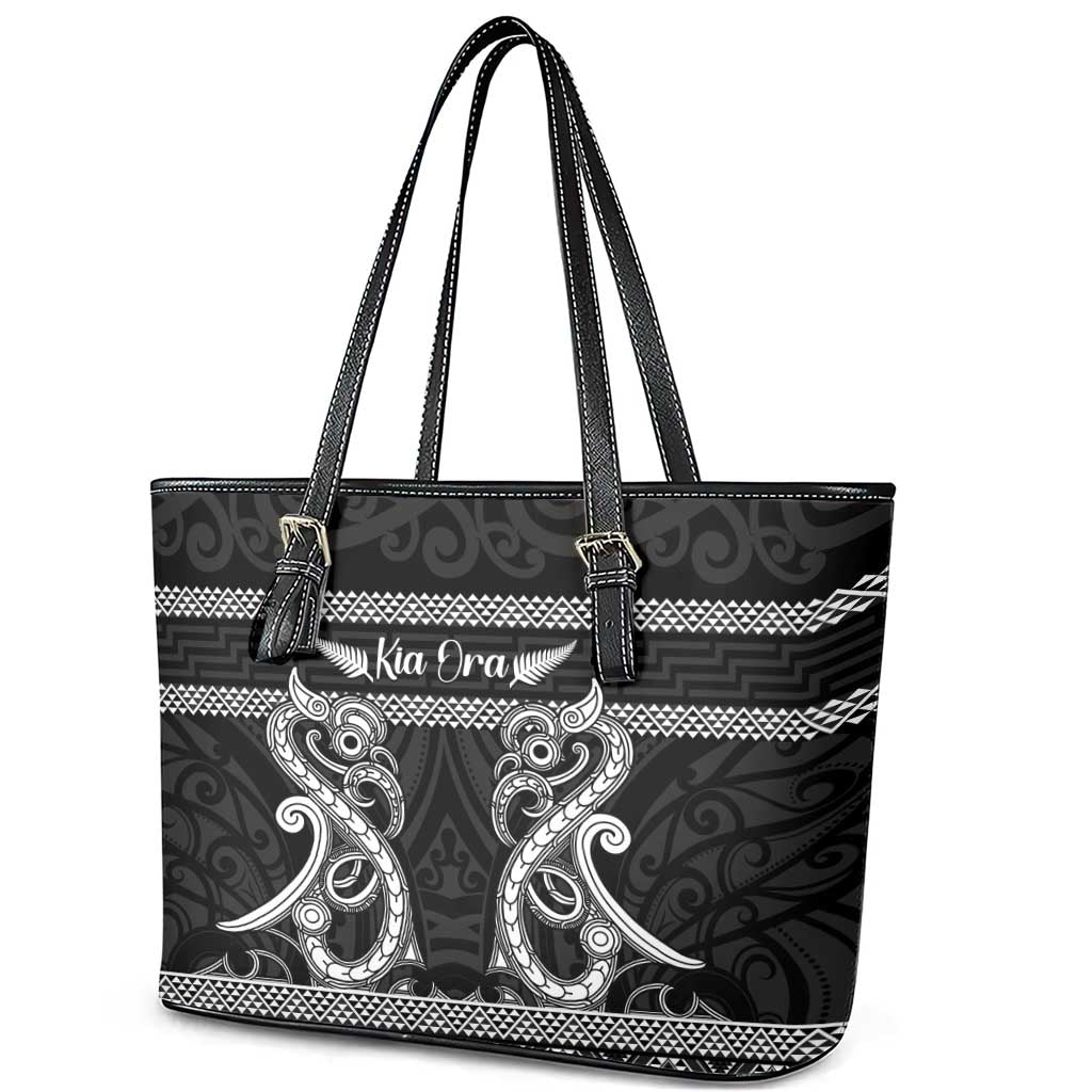 Kia Ora New Zealand Leather Tote Bag Maori Language Week Pango Taniko Motif - Aussie Hoodie