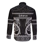 Kia Ora New Zealand Long Sleeve Button Shirt Maori Language Week Pango Taniko Motif - Aussie Hoodie