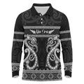 Kia Ora New Zealand Long Sleeve Polo Shirt Maori Language Week Pango Taniko Motif - Aussie Hoodie