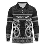 Kia Ora New Zealand Long Sleeve Polo Shirt Maori Language Week Pango Taniko Motif - Aussie Hoodie