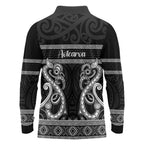 Kia Ora New Zealand Long Sleeve Polo Shirt Maori Language Week Pango Taniko Motif - Aussie Hoodie