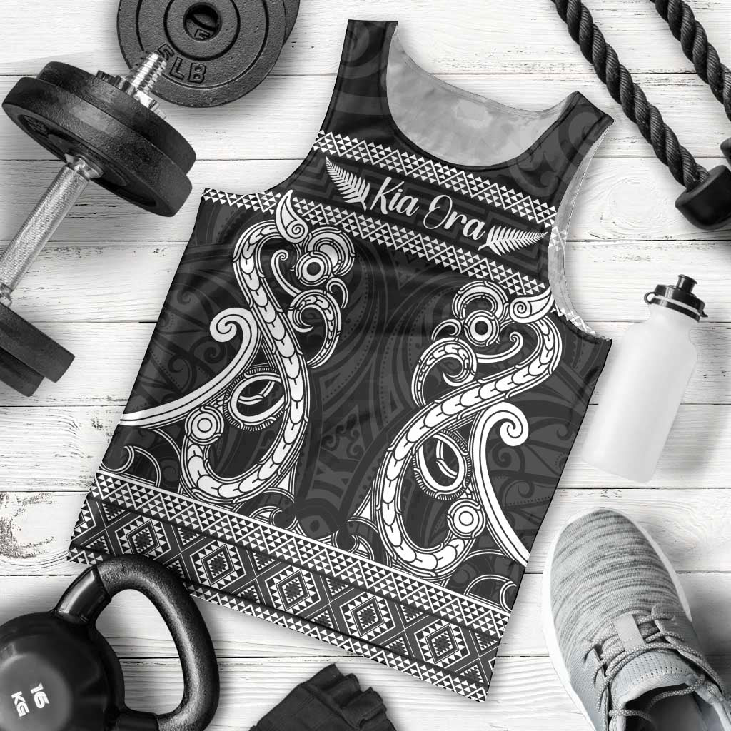 Kia Ora New Zealand Men Tank Top Maori Language Week Pango Taniko Motif - Aussie Hoodie