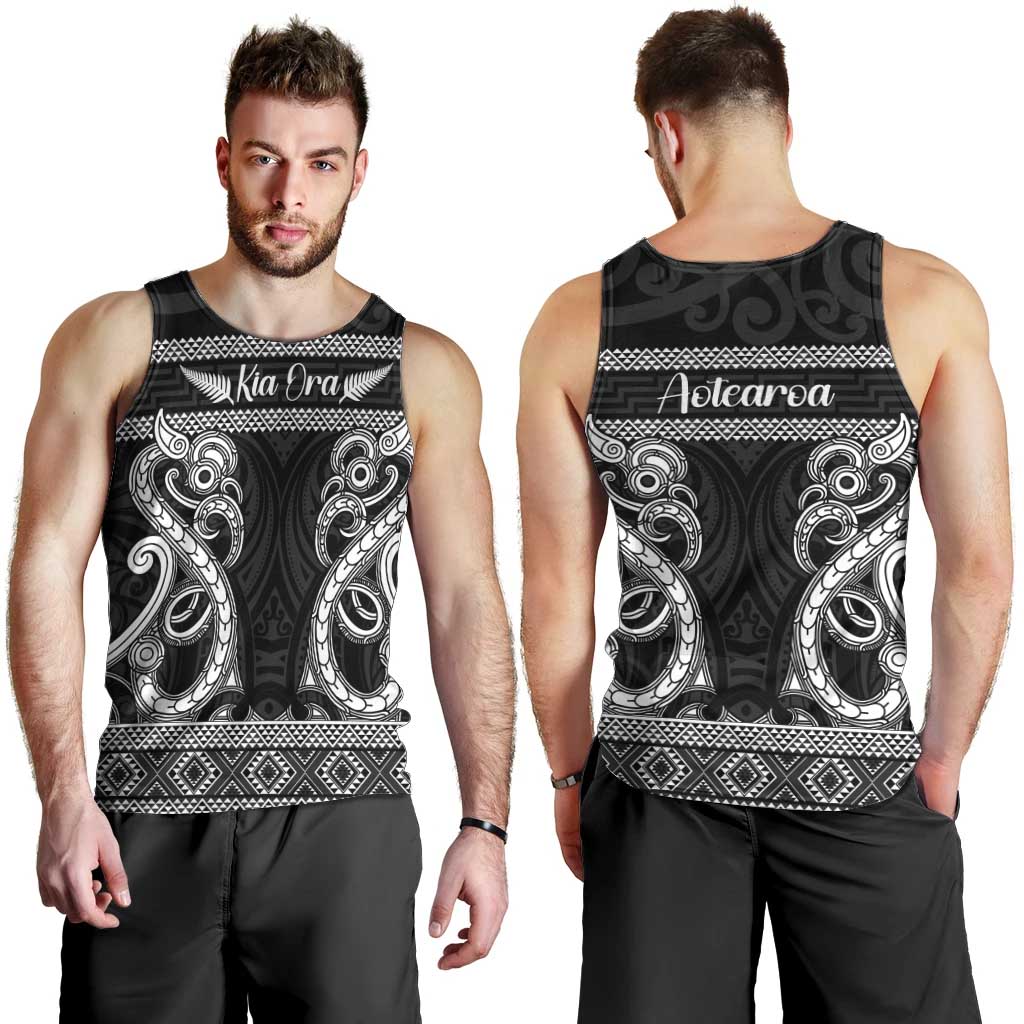 Kia Ora New Zealand Men Tank Top Maori Language Week Pango Taniko Motif - Aussie Hoodie