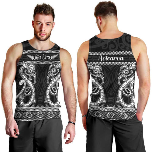 Kia Ora New Zealand Men Tank Top Maori Language Week Pango Taniko Motif - Aussie Hoodie