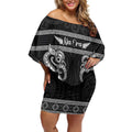 Kia Ora New Zealand Off Shoulder Short Dress Maori Language Week Pango Taniko Motif - Aussie Hoodie