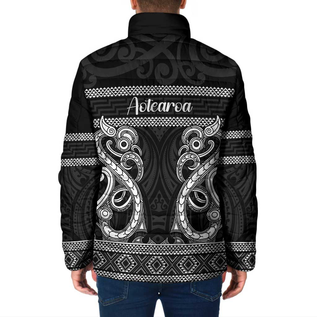 Kia Ora New Zealand Padded Jacket Maori Language Week Pango Taniko Motif - Aussie Hoodie