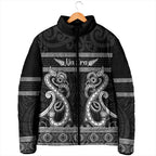 Kia Ora New Zealand Padded Jacket Maori Language Week Pango Taniko Motif - Aussie Hoodie