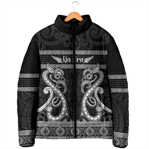 Kia Ora New Zealand Padded Jacket Maori Language Week Pango Taniko Motif - Aussie Hoodie
