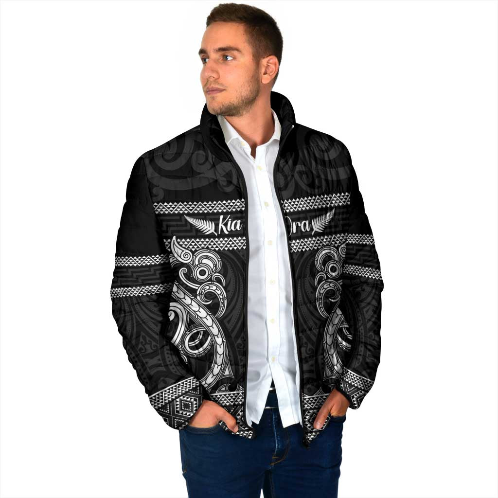 Kia Ora New Zealand Padded Jacket Maori Language Week Pango Taniko Motif - Aussie Hoodie
