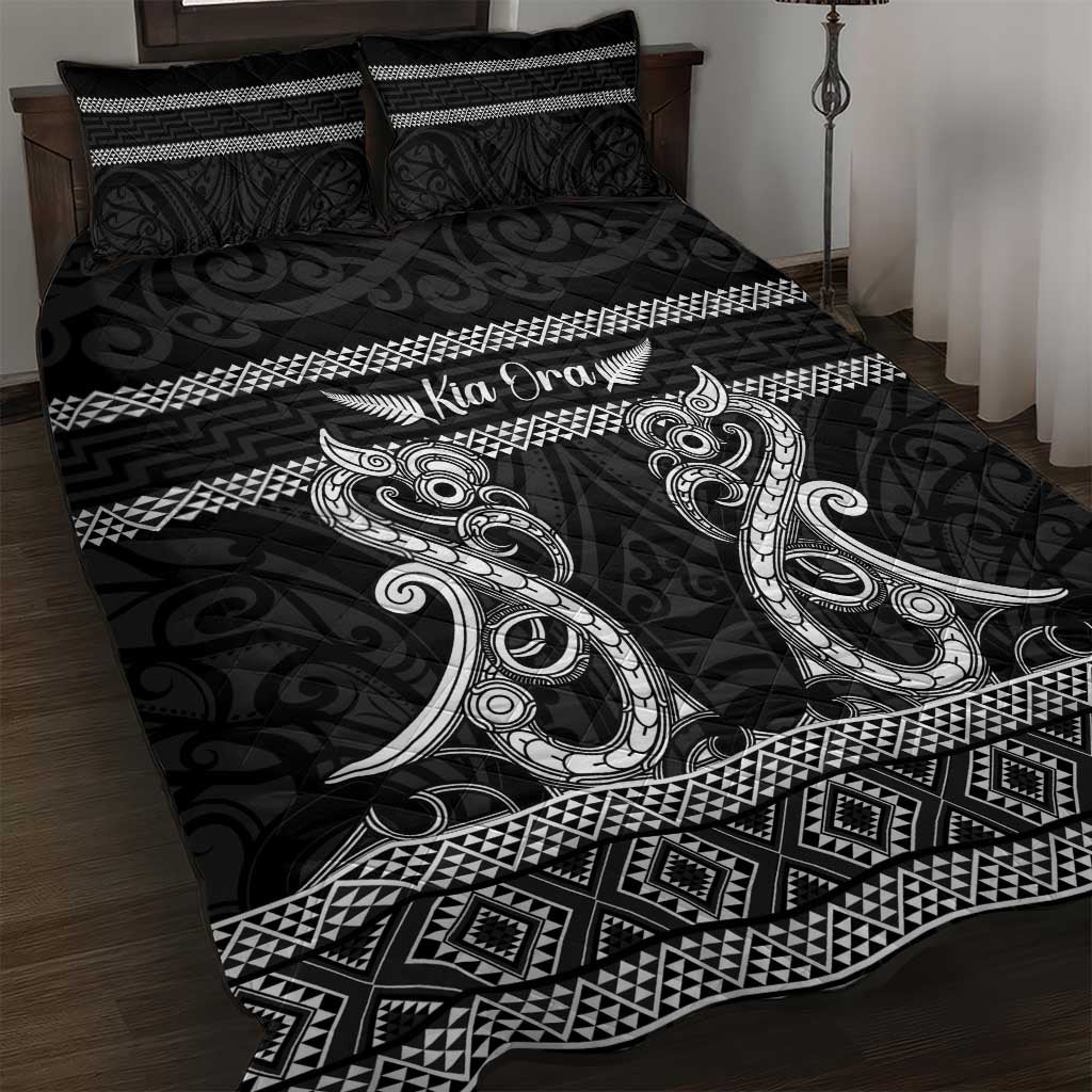 Kia Ora New Zealand Quilt Bed Set Maori Language Week Pango Taniko Motif - Aussie Hoodie