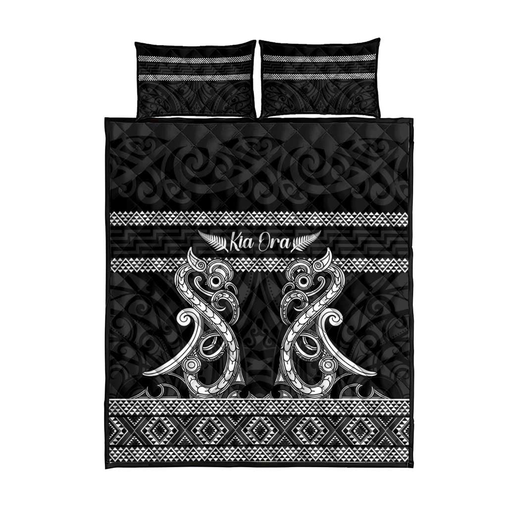Kia Ora New Zealand Quilt Bed Set Maori Language Week Pango Taniko Motif - Aussie Hoodie