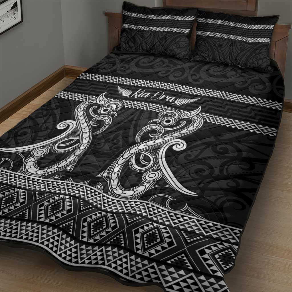 Kia Ora New Zealand Quilt Bed Set Maori Language Week Pango Taniko Motif - Aussie Hoodie