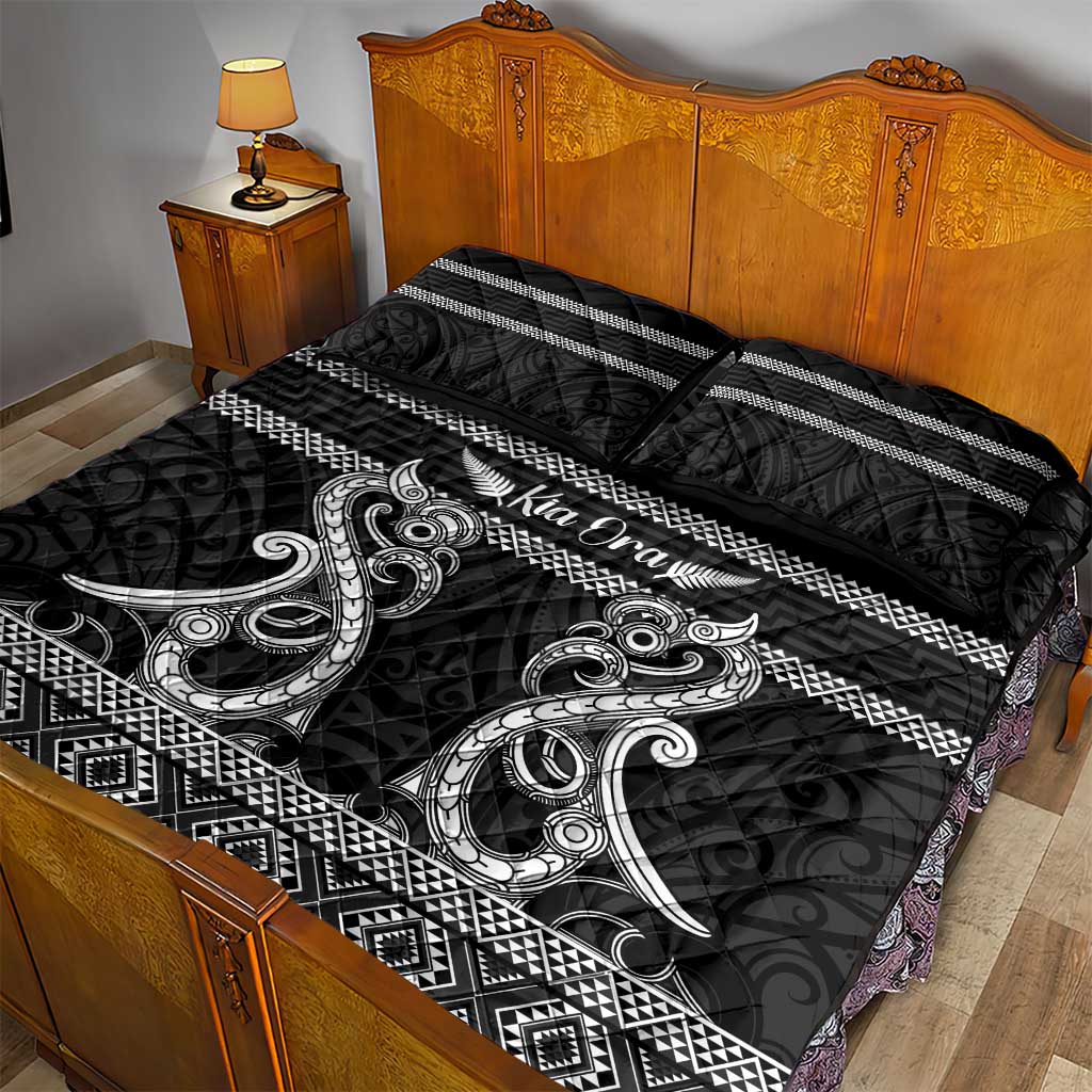 Kia Ora New Zealand Quilt Bed Set Maori Language Week Pango Taniko Motif - Aussie Hoodie