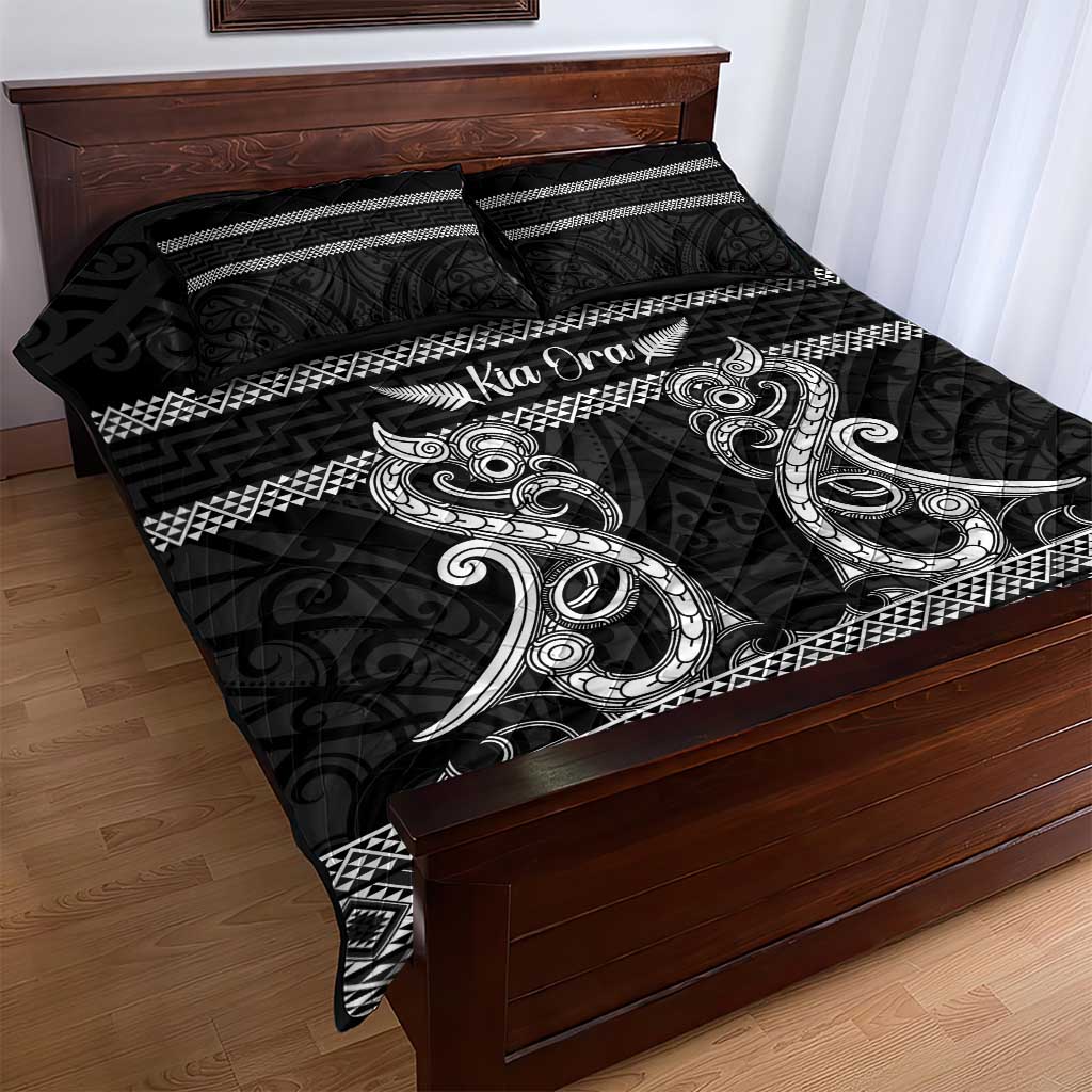 Kia Ora New Zealand Quilt Bed Set Maori Language Week Pango Taniko Motif - Aussie Hoodie