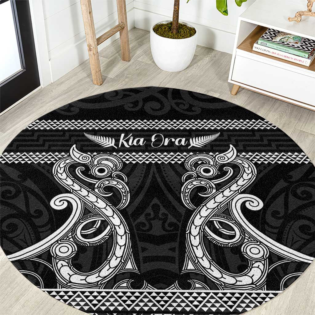 Kia Ora New Zealand Round Carpet Maori Language Week Pango Taniko Motif - Aussie Hoodie