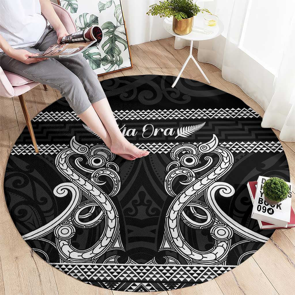 Kia Ora New Zealand Round Carpet Maori Language Week Pango Taniko Motif - Aussie Hoodie