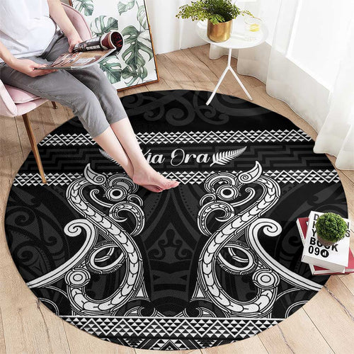 Kia Ora New Zealand Round Carpet Maori Language Week Pango Taniko Motif - Aussie Hoodie