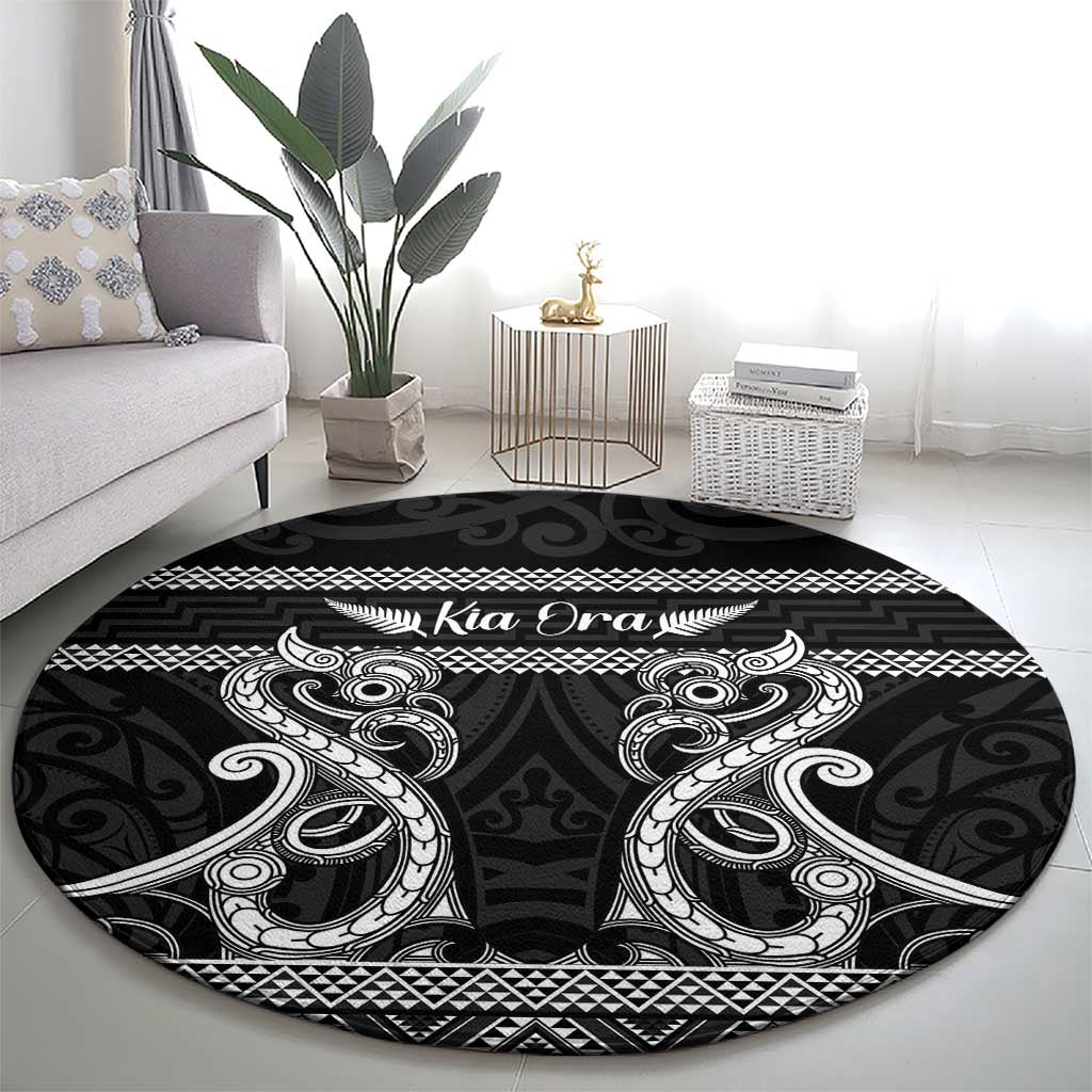 Kia Ora New Zealand Round Carpet Maori Language Week Pango Taniko Motif - Aussie Hoodie
