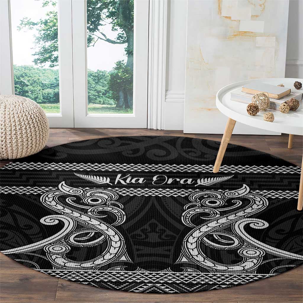 Kia Ora New Zealand Round Carpet Maori Language Week Pango Taniko Motif - Aussie Hoodie