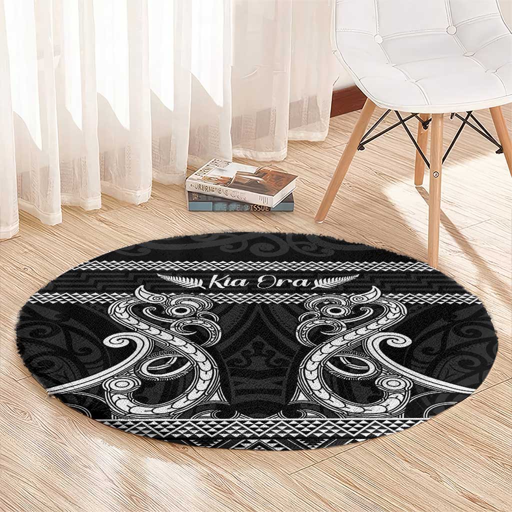 Kia Ora New Zealand Round Carpet Maori Language Week Pango Taniko Motif - Aussie Hoodie