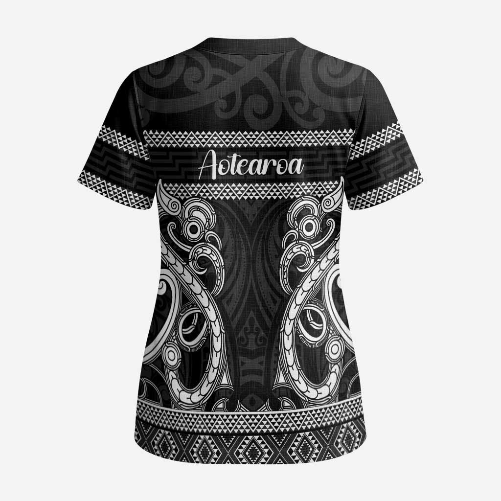 Kia Ora New Zealand Scrub Top Maori Language Week Pango Taniko Motif - Aussie Hoodie