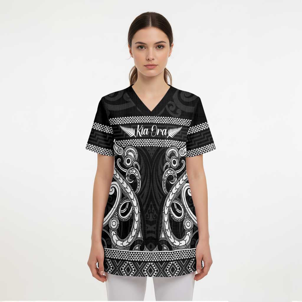 Kia Ora New Zealand Scrub Top Maori Language Week Pango Taniko Motif - Aussie Hoodie