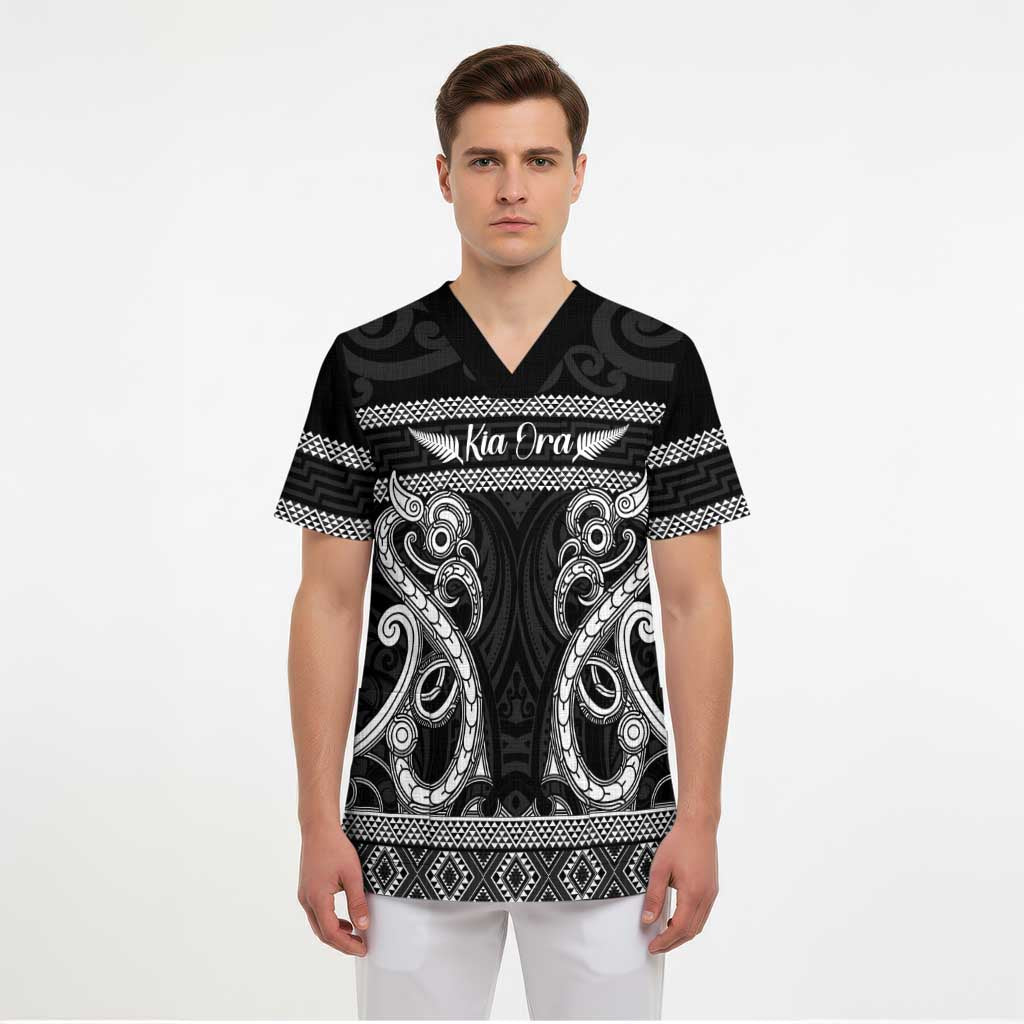 Kia Ora New Zealand Scrub Top Maori Language Week Pango Taniko Motif - Aussie Hoodie
