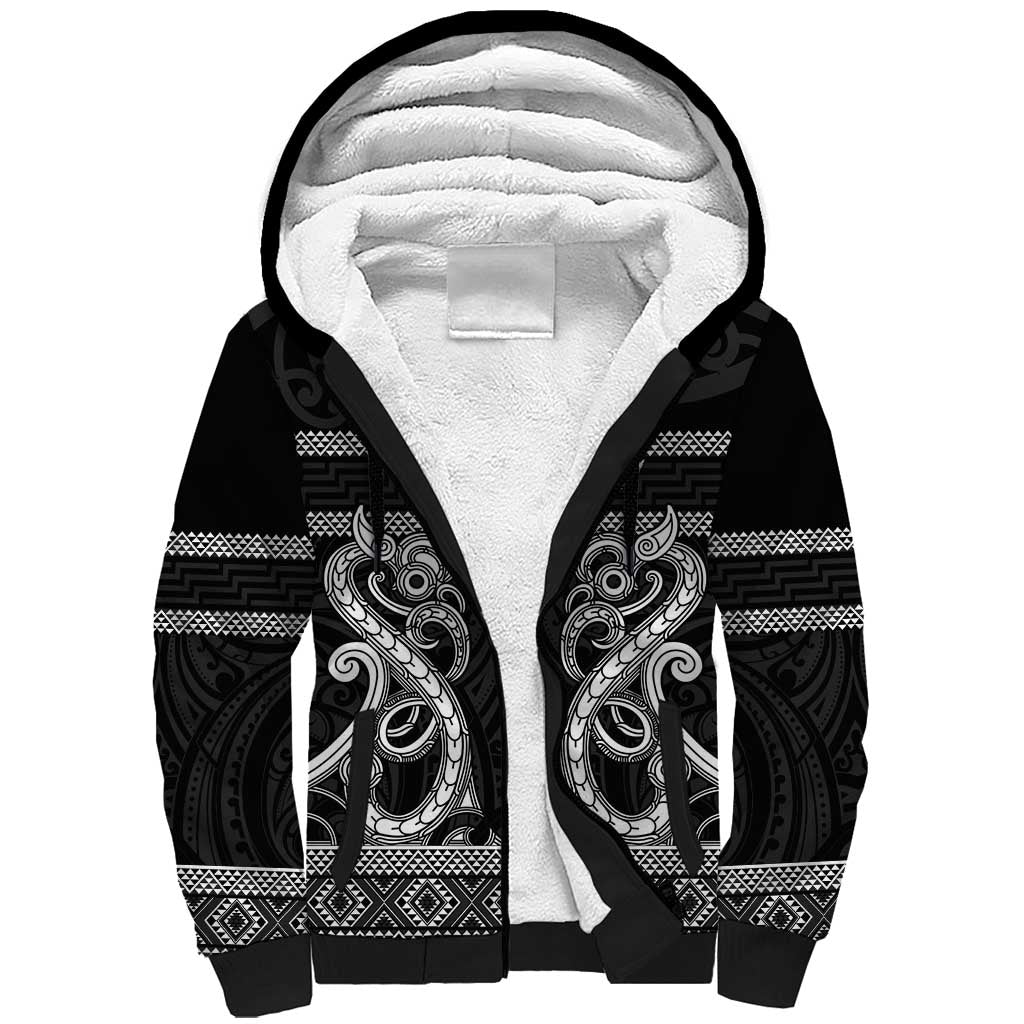 Kia Ora New Zealand Sherpa Hoodie Maori Language Week Pango Taniko Motif - Aussie Hoodie