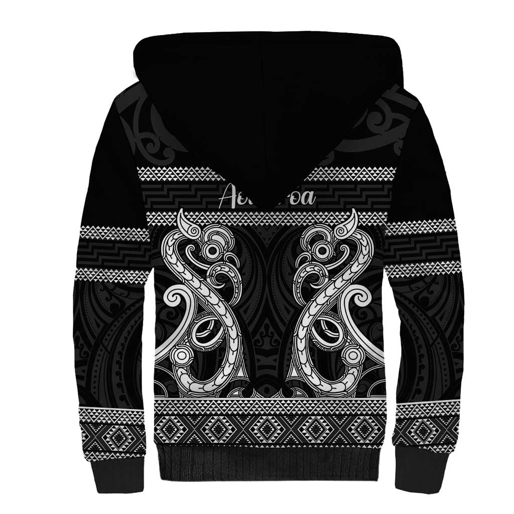 Kia Ora New Zealand Sherpa Hoodie Maori Language Week Pango Taniko Motif - Aussie Hoodie