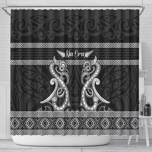 Kia Ora New Zealand Shower Curtain Maori Language Week Pango Taniko Motif - Aussie Hoodie