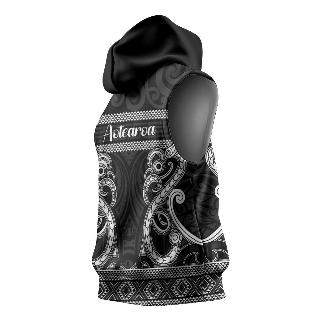 Kia Ora New Zealand Sleeveless Hoodie Maori Language Week Pango Taniko Motif - Aussie Hoodie