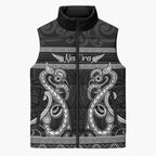 Kia Ora New Zealand Sleeveless Puffer Jacket Maori Language Week Pango Taniko Motif - Aussie Hoodie