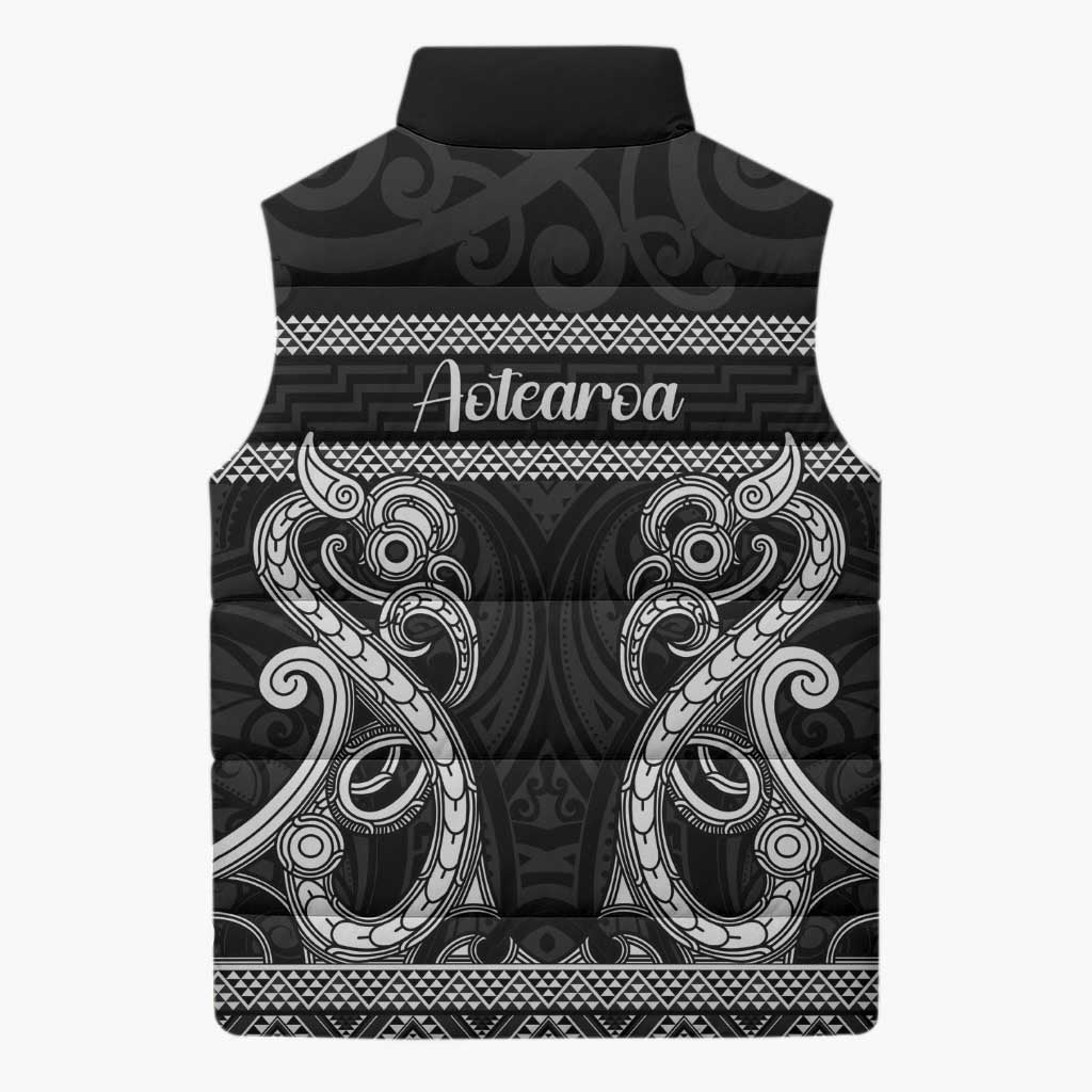 Kia Ora New Zealand Sleeveless Puffer Jacket Maori Language Week Pango Taniko Motif - Aussie Hoodie