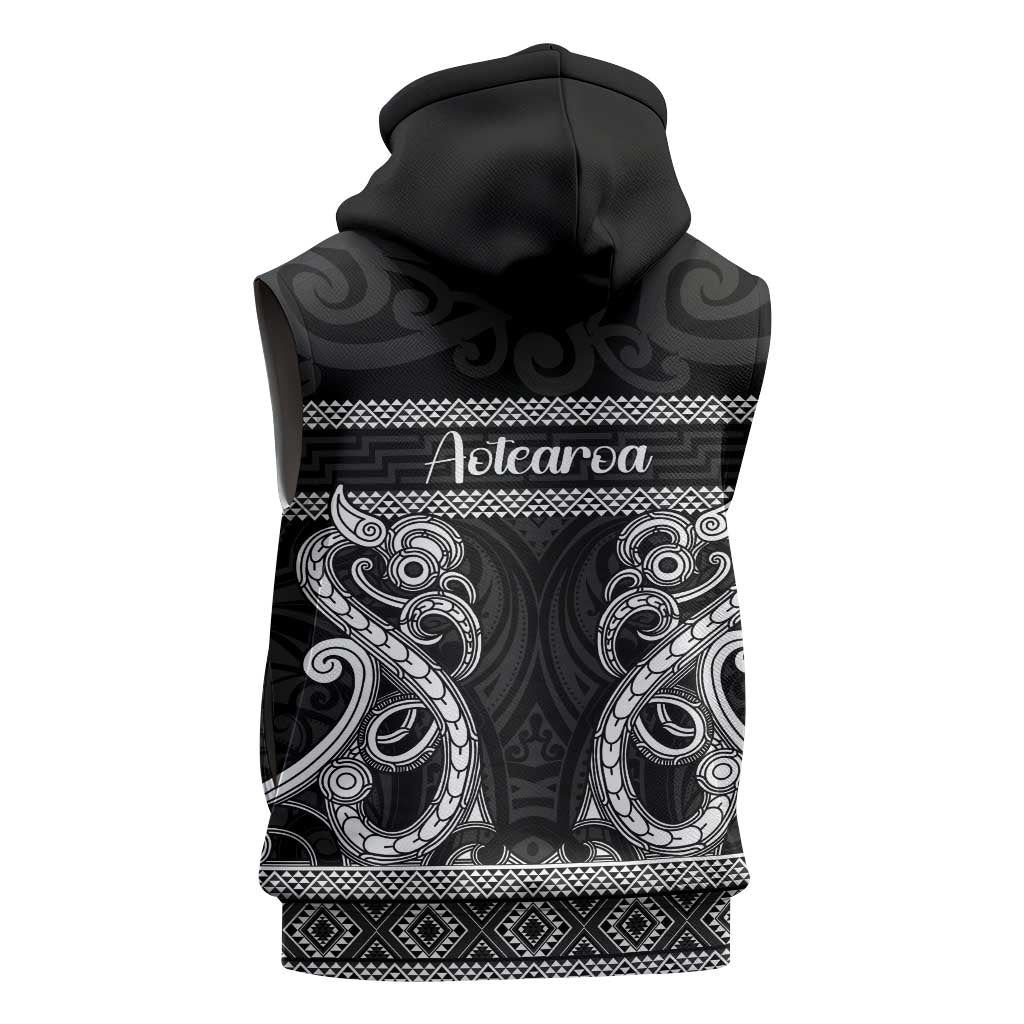 Kia Ora New Zealand Sleeveless Zip Hoodie Maori Language Week Pango Taniko Motif - Aussie Hoodie